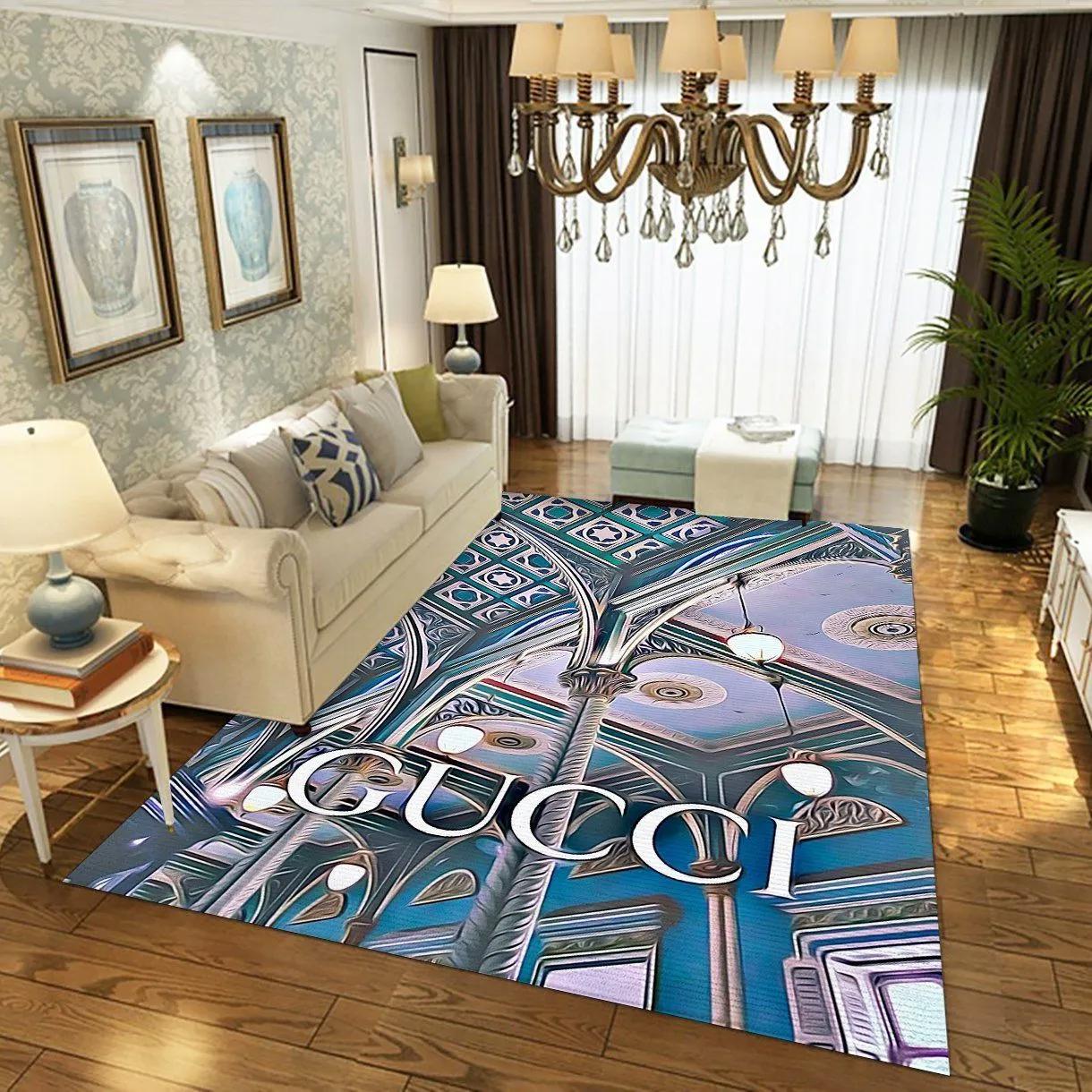 Gucci logo type 972. Upgrade Your Living Room with Luxury Home Decor: Area Carpets, Floor Decor, Door Mats, and Hot Gift Items with style a High-End Fashion Brand Rectangle Rug