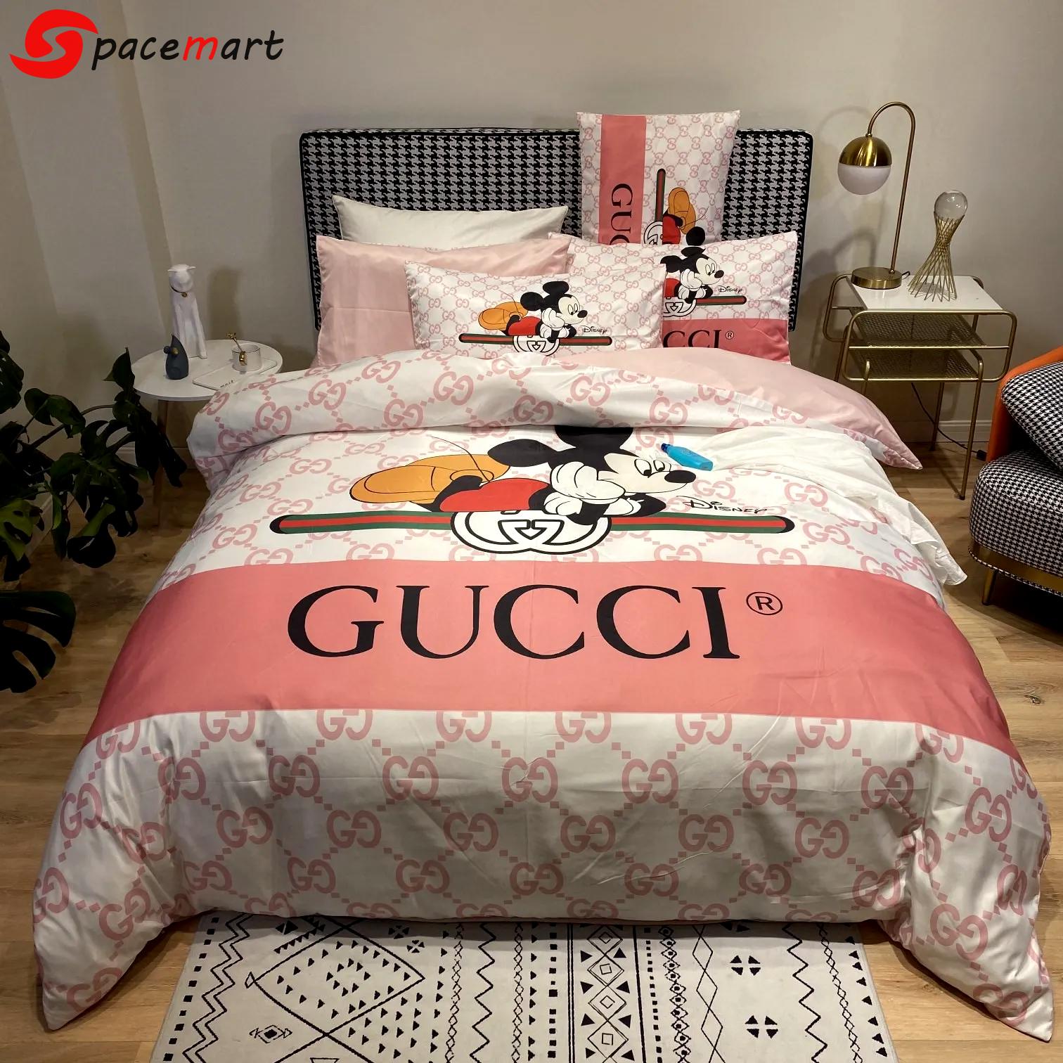 Gucci mickey luxury brand bedding sets bedspread duvet cover set, bedroom decor , thanksgiving decorations for home Bedding Sets