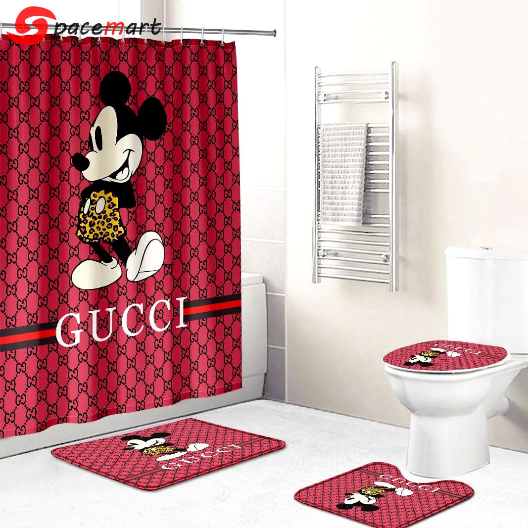 Gucci mickey mouse disney home decor hypebeast bathroom sets bath mat luxury fashion brand Bathroom Set