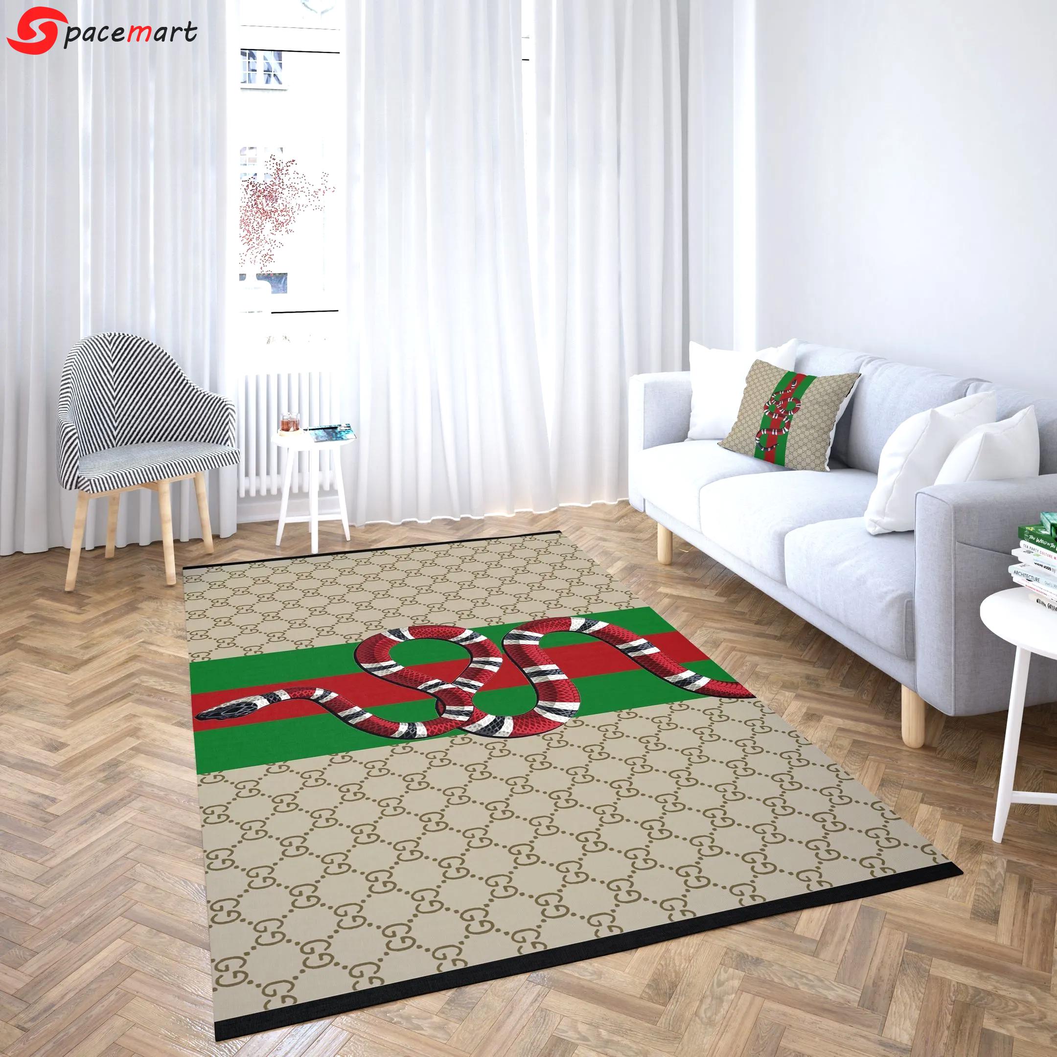 Gucci retro snake logo type 946. Upgrade Your Living Room with Luxury Home Decor: Area Carpets, Floor Decor, Door Mats, and Hot Gift Items with style a High-End Fashion Brand Rectangle Rug