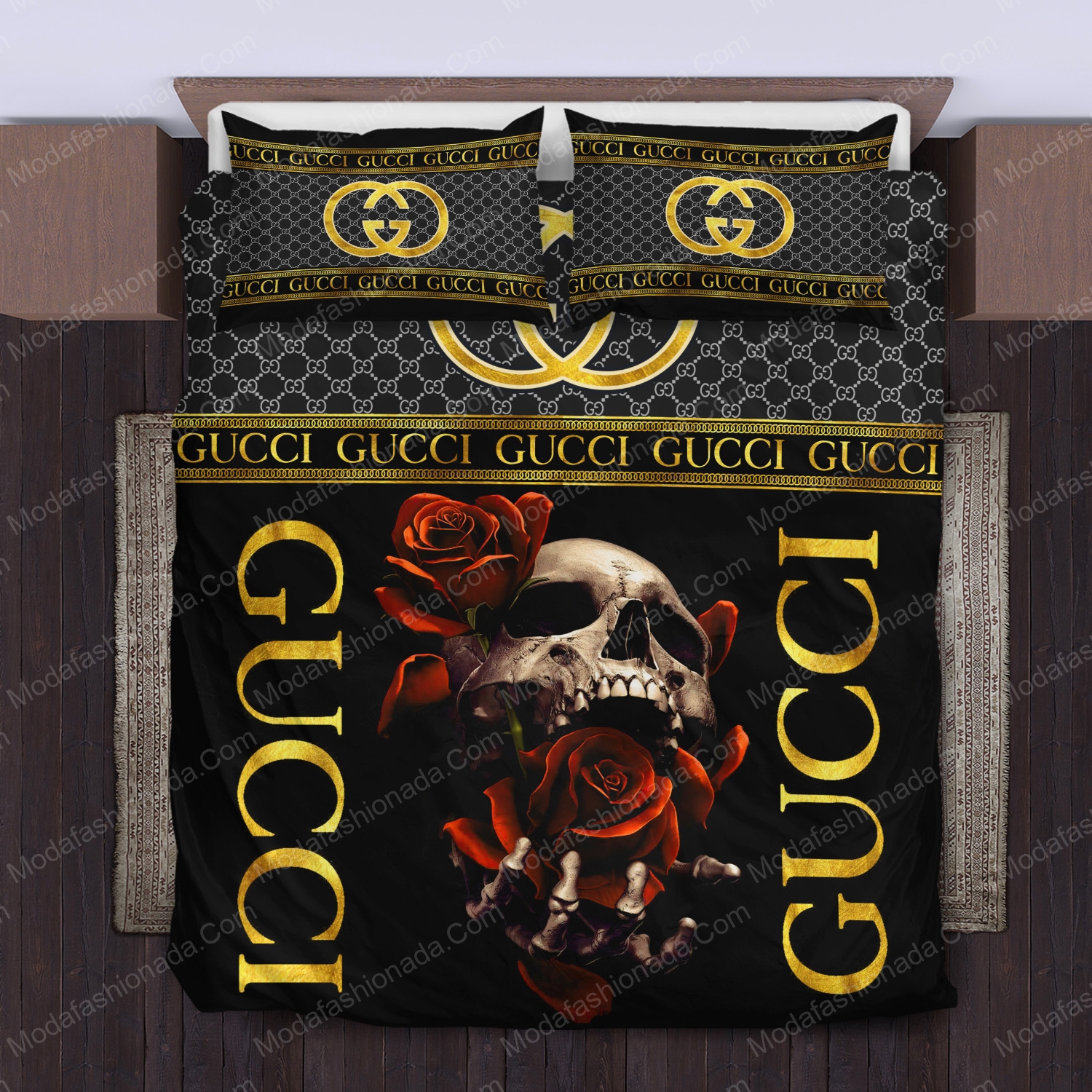 Gucci skull and roses bedding sets home decoration Bedding Sets