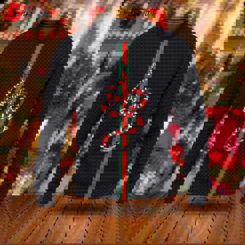 Gucci snake luxury ugly christmas sweater  hot 2024 style 297 Christmas Ugly Sweater