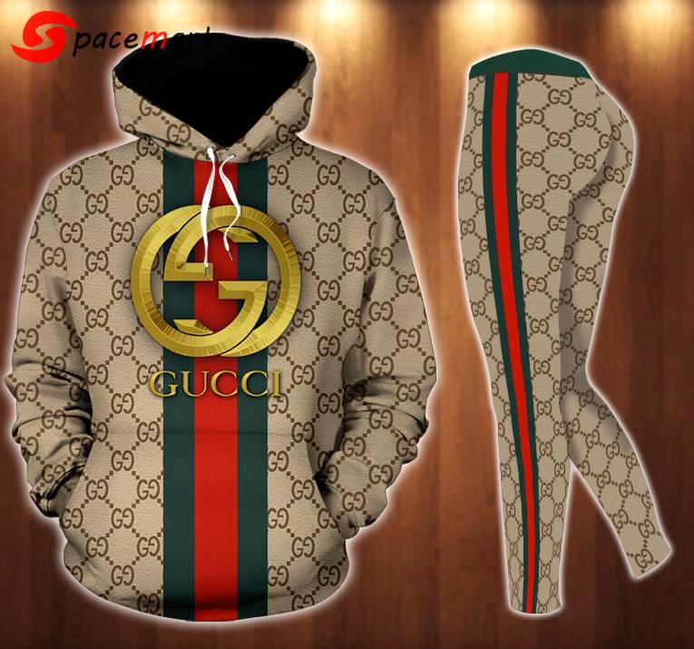 Gucci stripe hoodie leggings luxury brand clothing clothes outfit for women 160 hcst 41 Hoodie Leggings Set