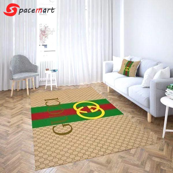 Gucci stripe logo type 910. Upgrade Your Living Room with Luxury Home Decor: Area Carpets, Floor Decor, Door Mats, and Hot Gift Items with style a High-End Fashion Brand Rectangle Rug