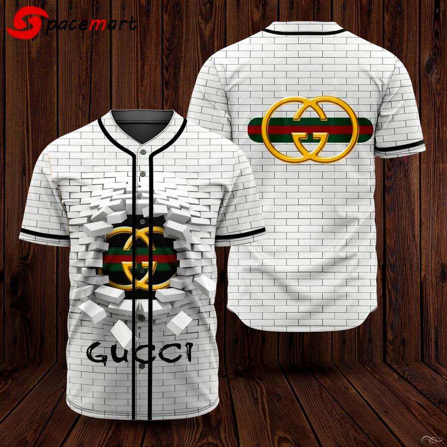 Gucci white baseball jersey shirt luxury clothing clothes sport for men women hot 2023 Baseball Jersey Shirt