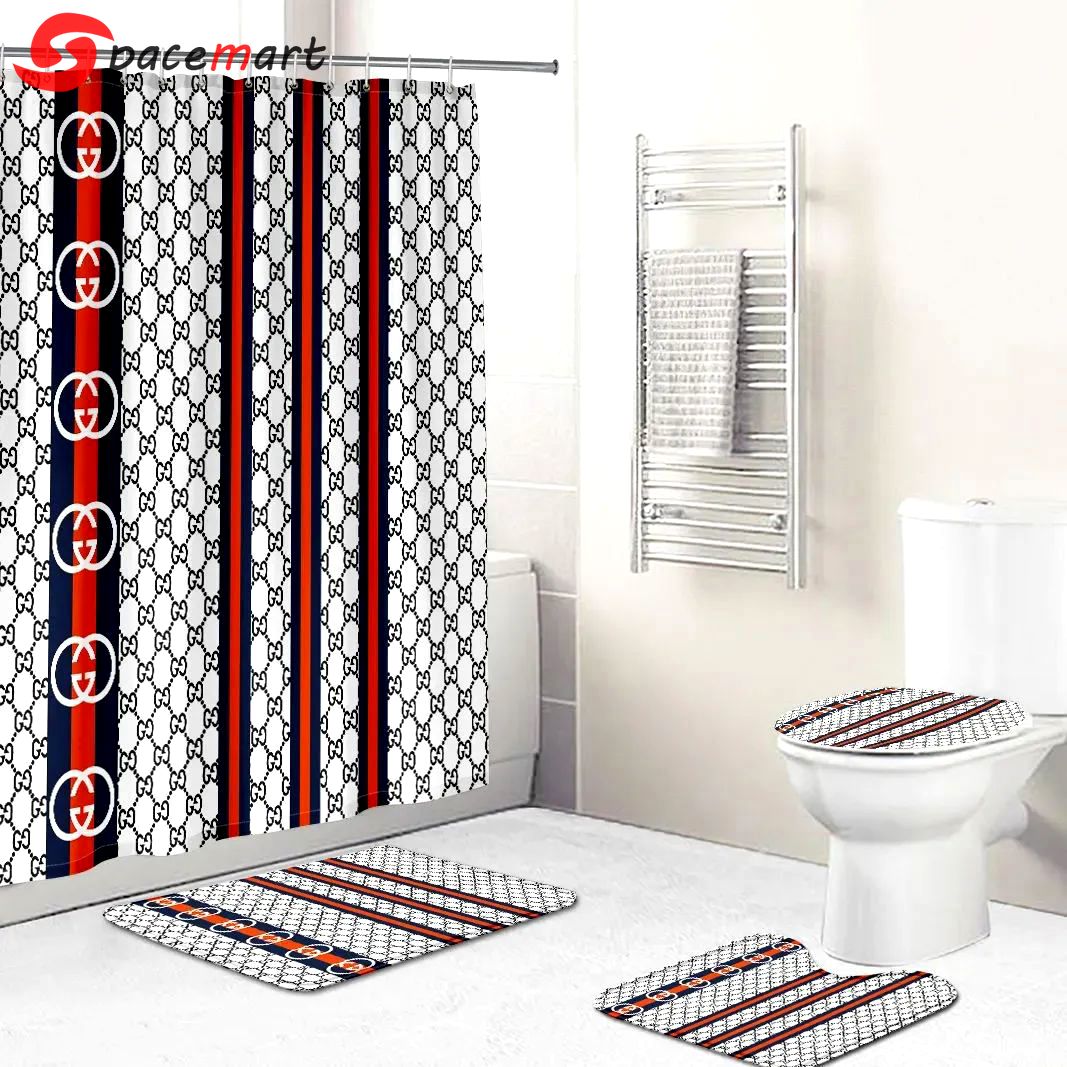 Gucci white bathroom sets luxury fashion brand hypebeast bath mat home decor Bathroom Set