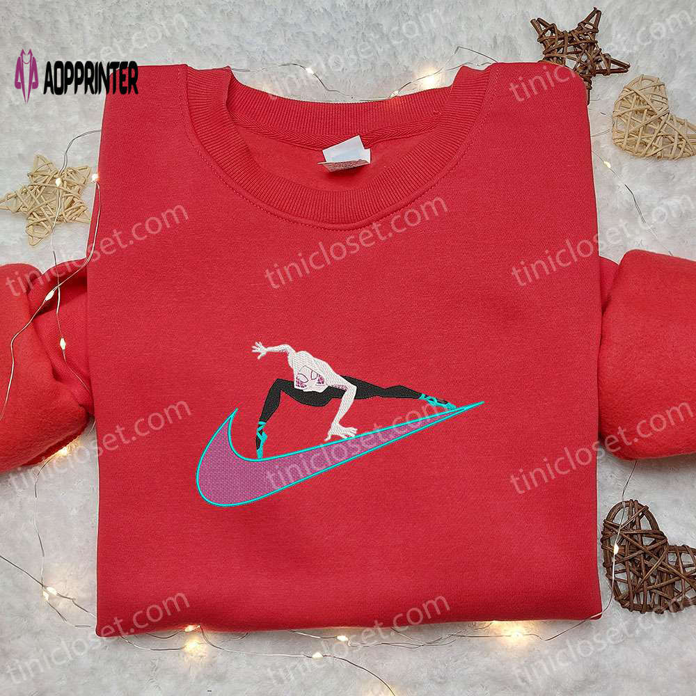 Gwen stacy x nike swoosh cartoon & marvel cosmic embroidered shirts – nike inspired collection Embroidered Shirt