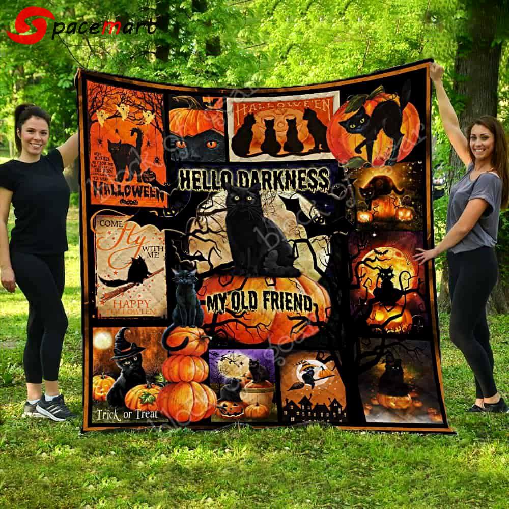 Halloween decorations black cat  halloween 3d all over printed quilt blanket Quilt Blanket
