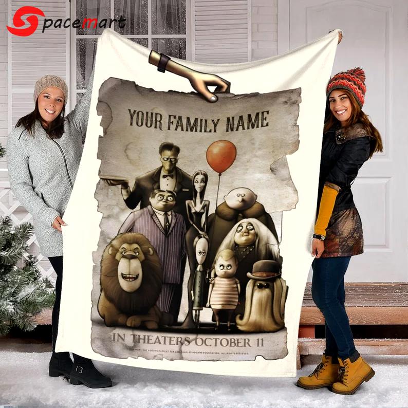 Halloween decorations custom your family name halloween blanket, the addams family halloween movies blanket, halloween wednesday fleece blanket, halloween blanket Quilt Blanket