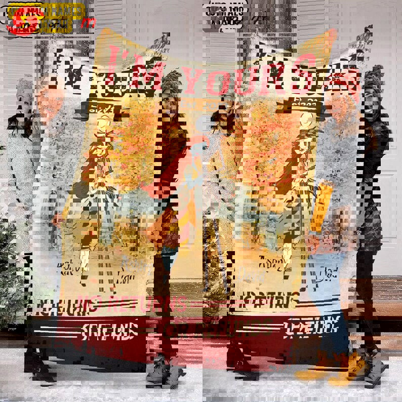 Halloween decorations fall season jack skellington and sally blanket, custom name and year blanket, i'm your no return, thanksgiving blanket,fall autumn halloween Quilt Blanket