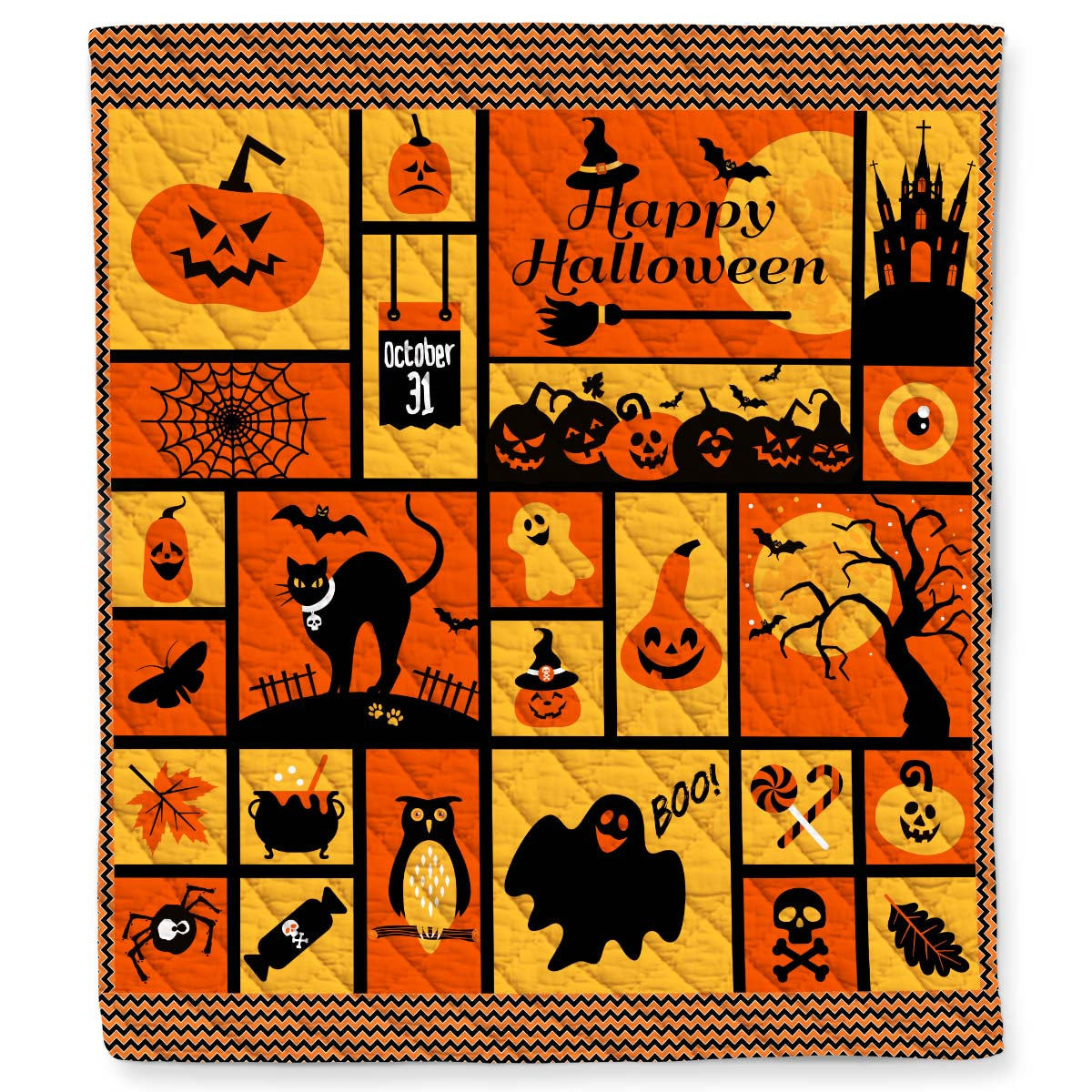 Halloween decorations halloween orange pumpkin quilt blanket Quilt Blanket