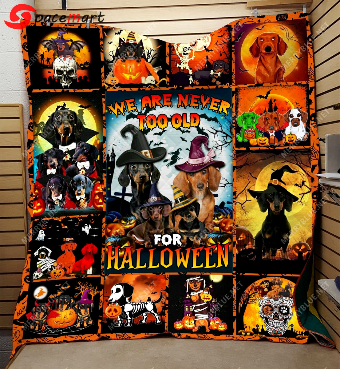 Halloween decorations we are never too old for halloween sherpa twin queen king quilt blanket Quilt Blanket