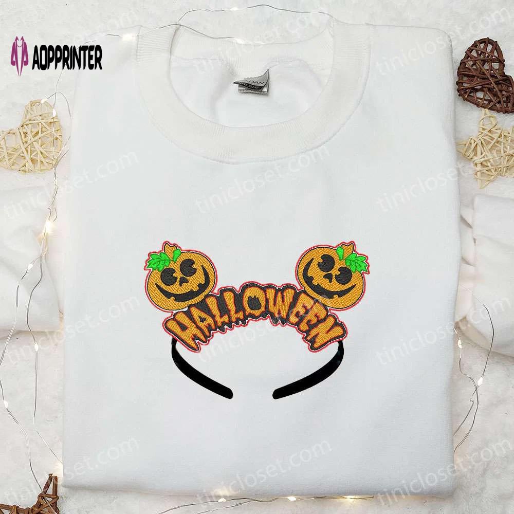 Halloween mickey mouse ears embroidered shirt – spooky disney halloween crown tee Embroidered Shirt