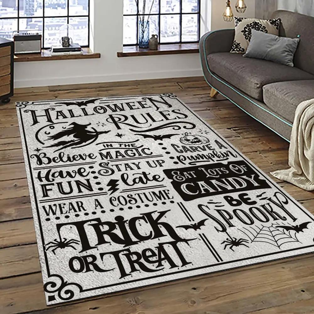 Halloween style pumpkin autumn retangle carpet area rug home decor halloween gift hal3 Rectangle Rug