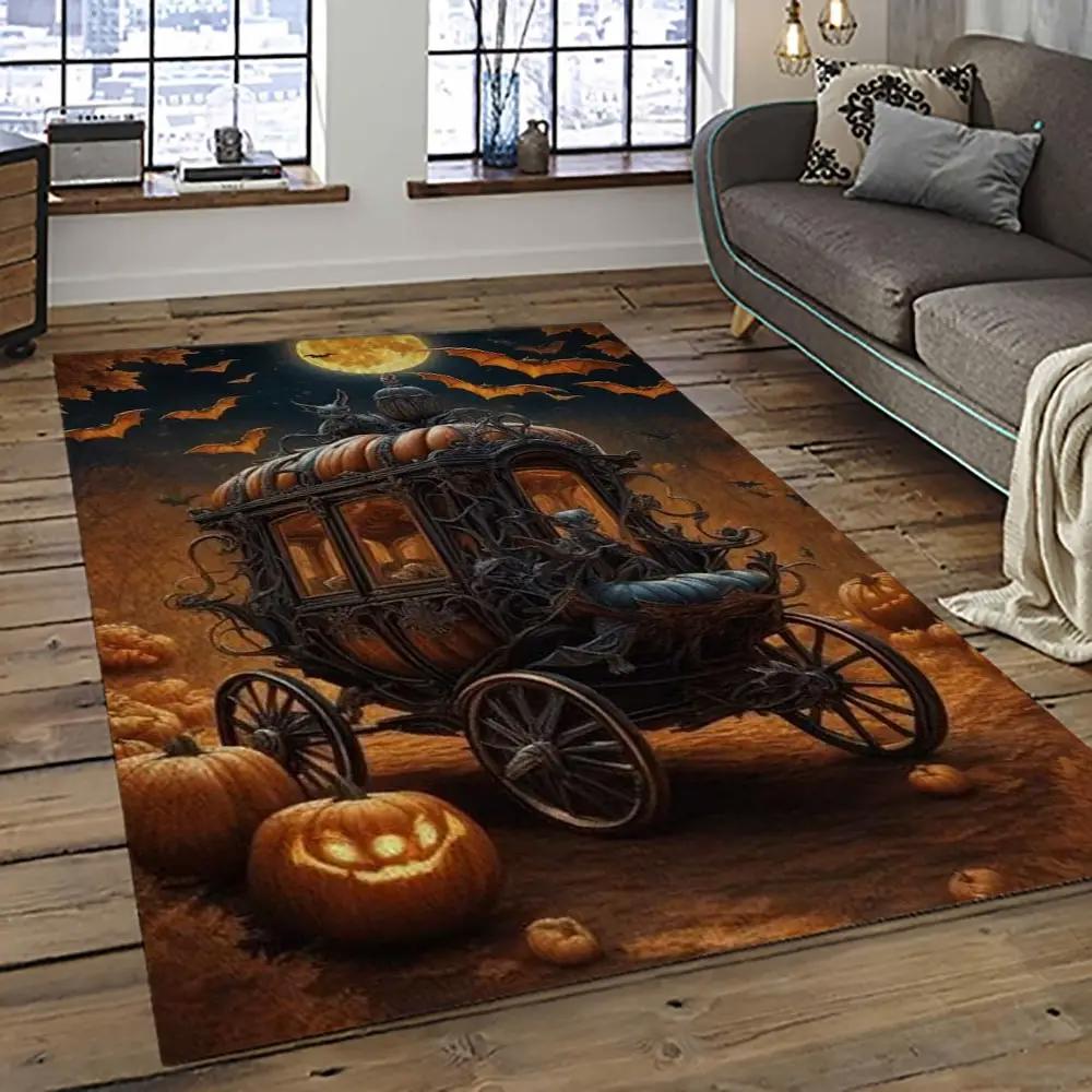 Halloween style pumpkin autumn retangle carpet area rug home decor halloween gift hal36 Rectangle Rug