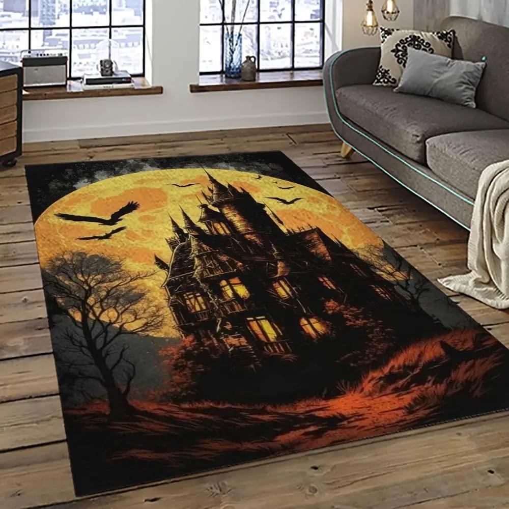 Halloween style pumpkin autumn retangle carpet area rug home decor halloween gift hal37 Rectangle Rug