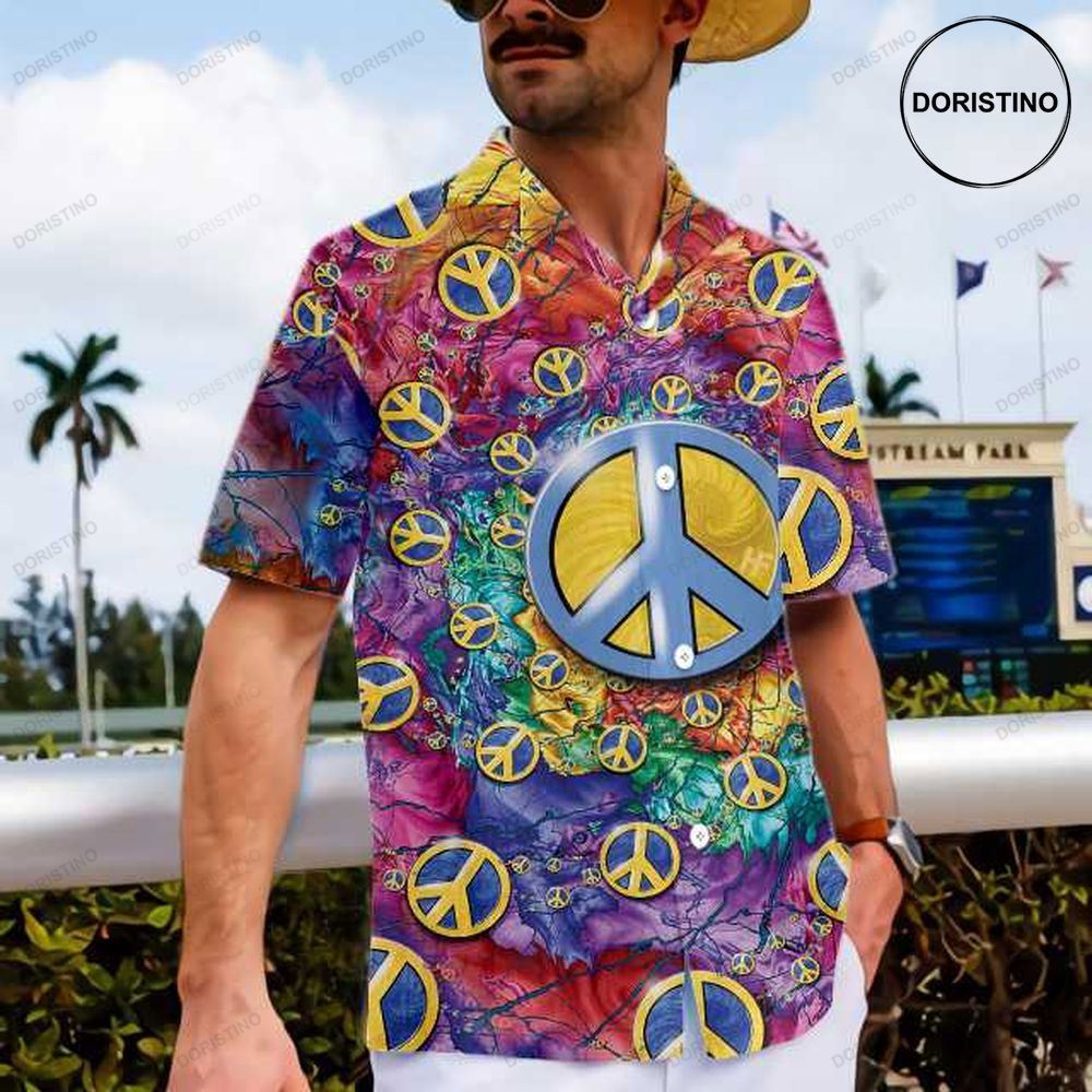 Hippie peace sign colorful hippie sign best hippie gift ideas hawaiian shirt Hawaii Shirt Shorts & Flip Flops