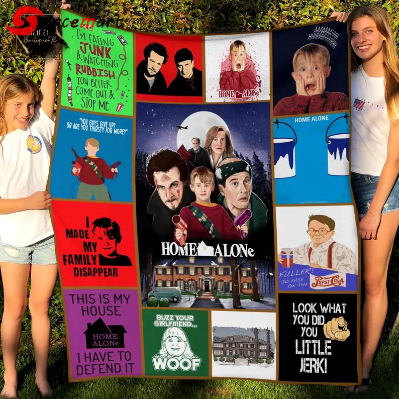 Home alone movie fleece blanket, mink sherpa blanket, home alone quilt, christmas quilt, comedy film blanket, christmas gift Quilt Blanket