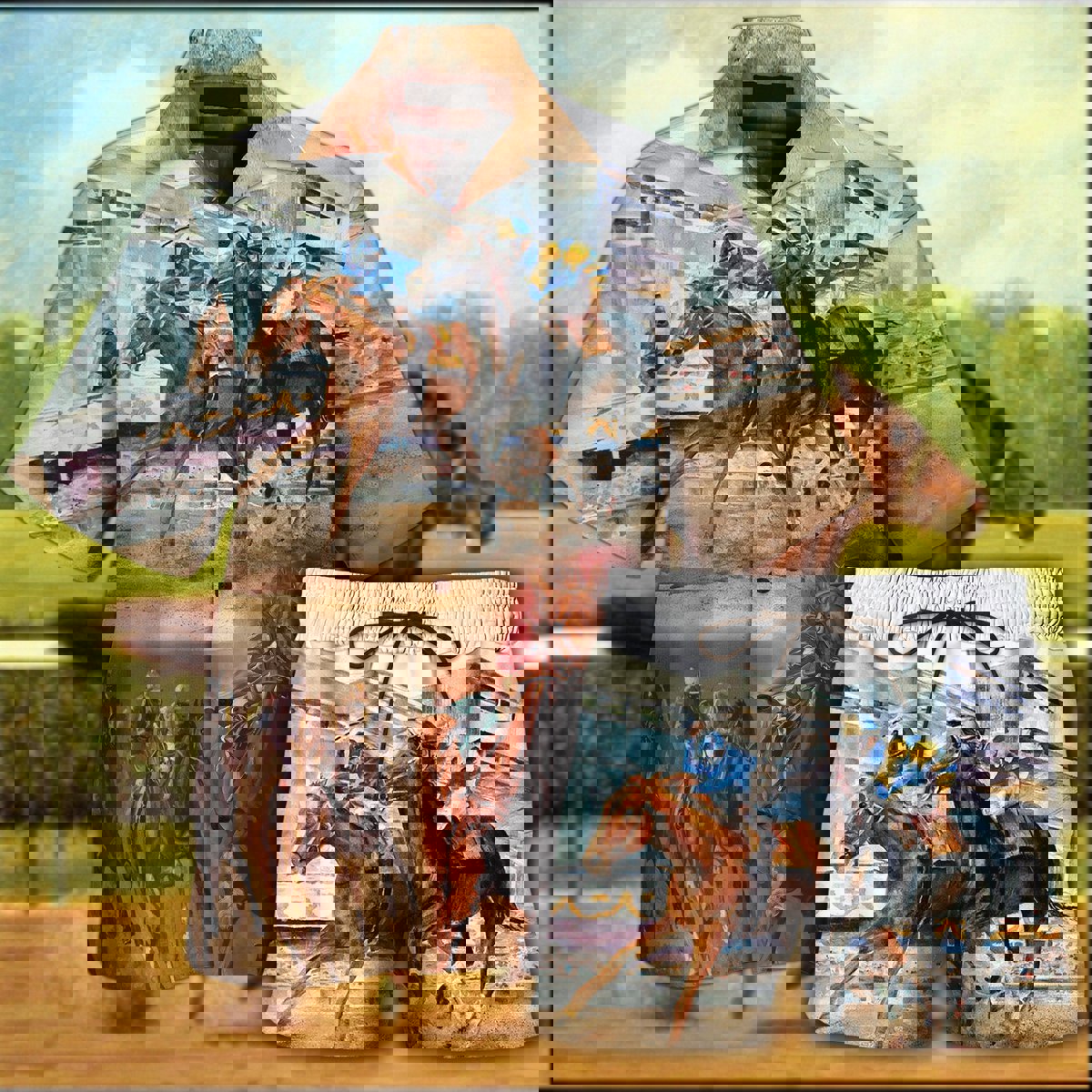 Horse racing hawaiian shirt set - unisex Hawaii Shirt Shorts & Flip Flops