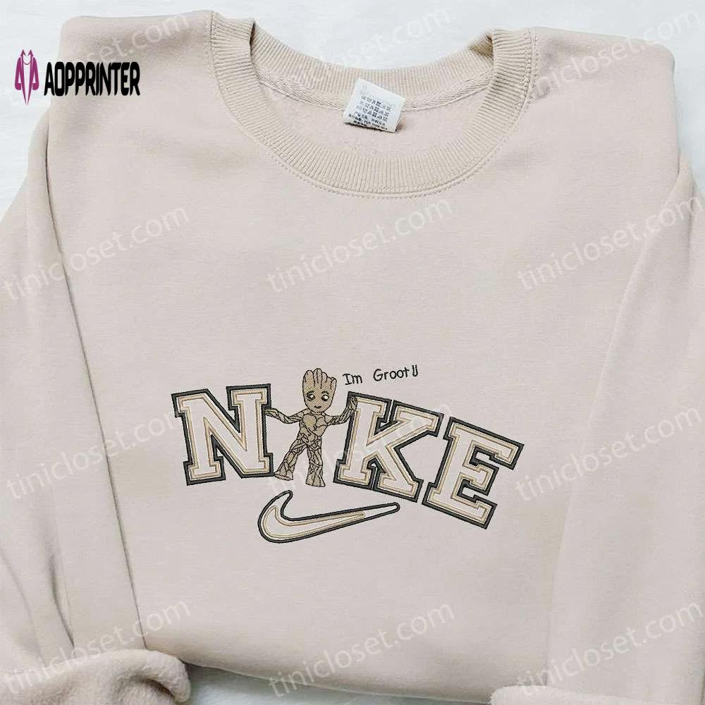 I m groot x nike movie embroidered sweatshirt: best family gift nike inspired shirt Embroidered Shirt