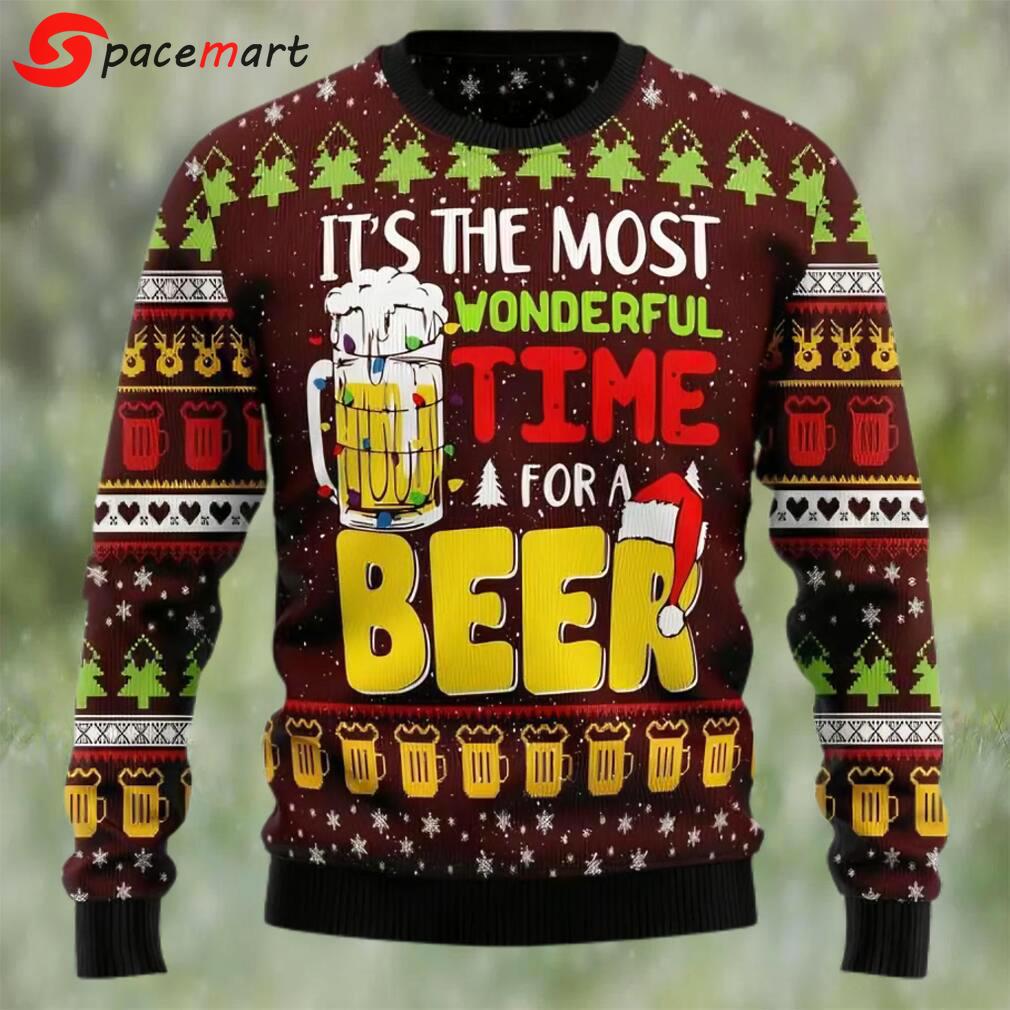 It?s the most wonderful time for a beer ugly christmas sweater, faux wool sweater, international beer day, gifts for beer lovers, best christmas gifts for 2022 Christmas Ugly Sweater