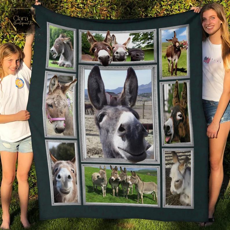 Just a girl who loves donkey fleece blanket, mink sherpa blanket, donkey lovers gift, donkey quilt, donkey mom blanket Quilt Blanket