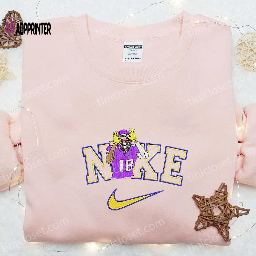 Justin jefferson x nike embroidered shirt & nfl sports hoodie – celebrity style apparel Embroidered Shirt