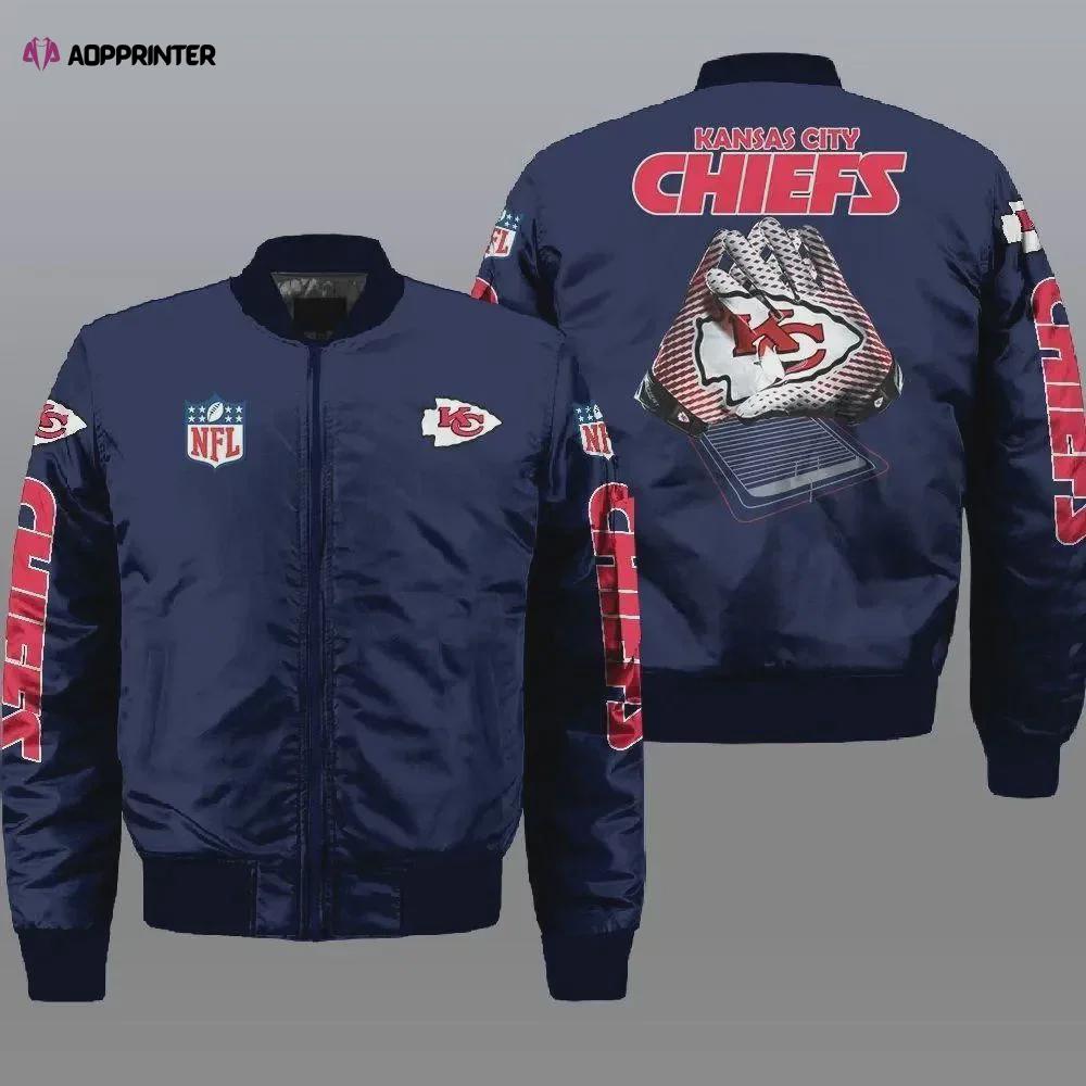Kansas city chiefs pattern bomber jacket – navy blue Bomber Jacket