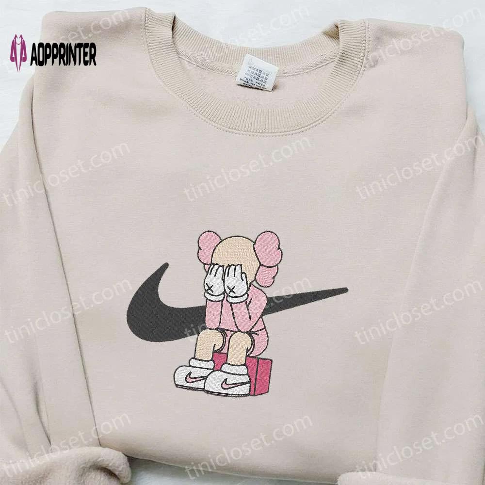 Kaws x nike swoosh anime sweatshirt: best nike inspired embroidered shirt for gift ideas Embroidered Shirt