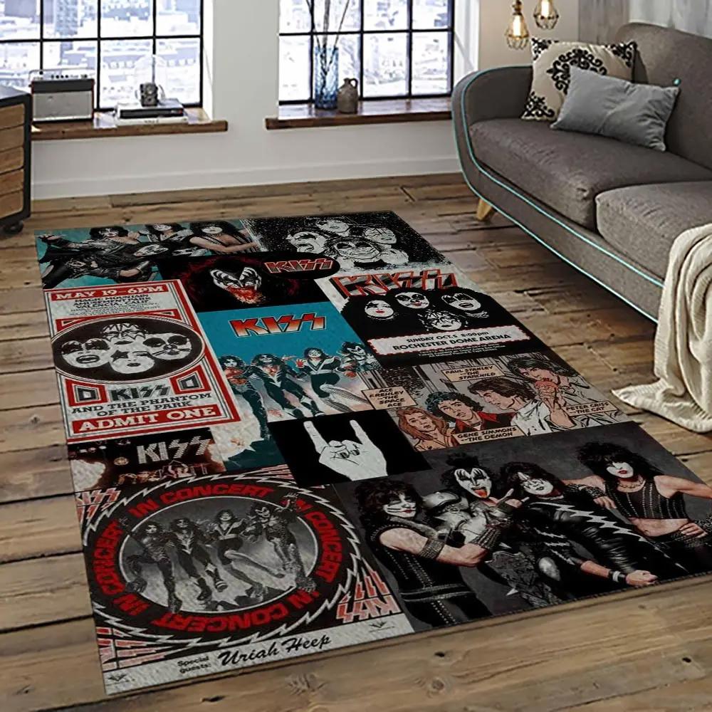 Kiss rock band music retangle carpet area rug home decor best gift for fan and friends as39 Rectangle Rug