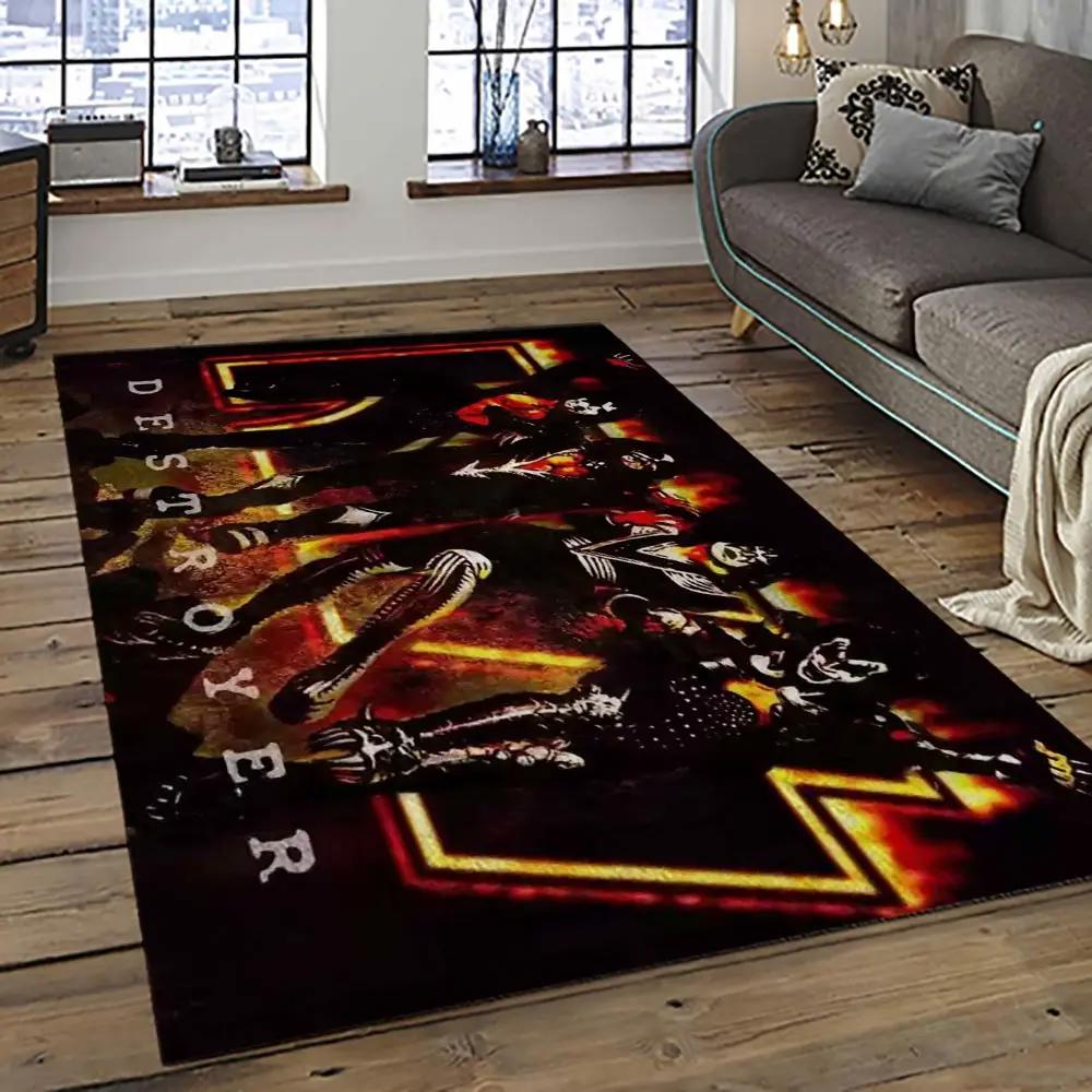 Kiss rock band music retangle carpet area rug home decor best gift for fan and friends as89 Rectangle Rug
