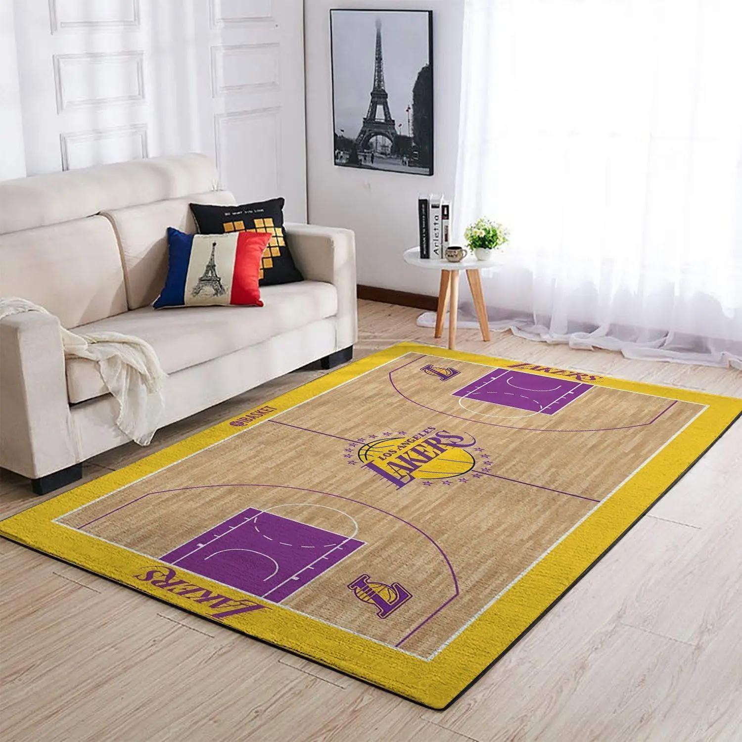La lakers court area rug nba basketball team logo carpet living room rugs rug regtangle carpet floor decor home decor v11164 Rectangle Rug