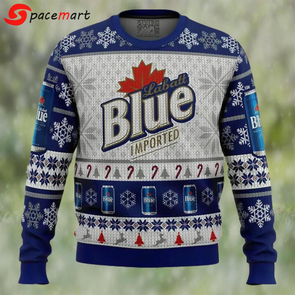 Labatt blue beer ugly christmas sweater, faux wool sweater, gifts for beer lovers, international beer day, best christmas gifts for 2022 ? prinvity Christmas Ugly Sweater
