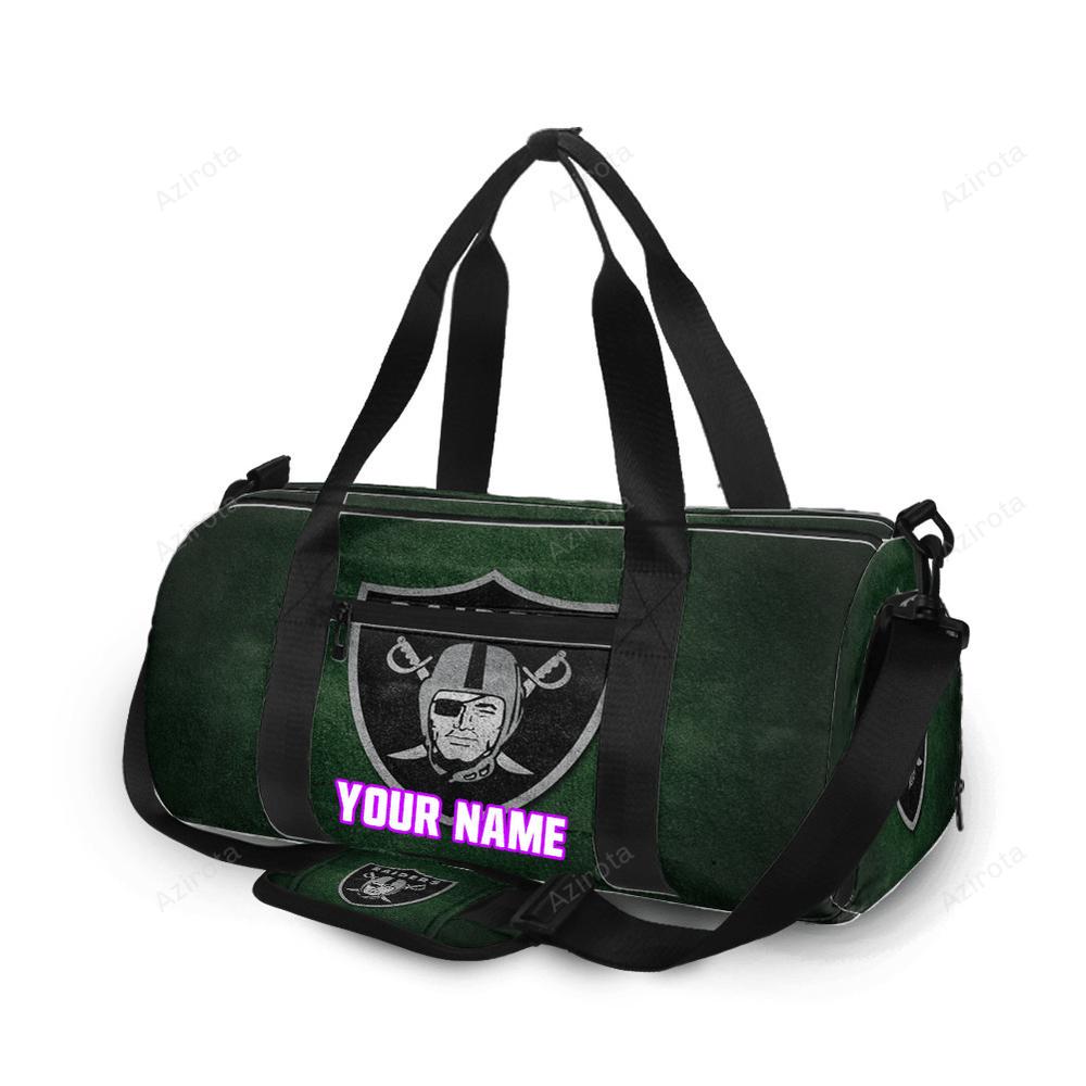 Las vegas raiders logo on the grass personalized name travel bag gym bag 1335 Travel Bag
