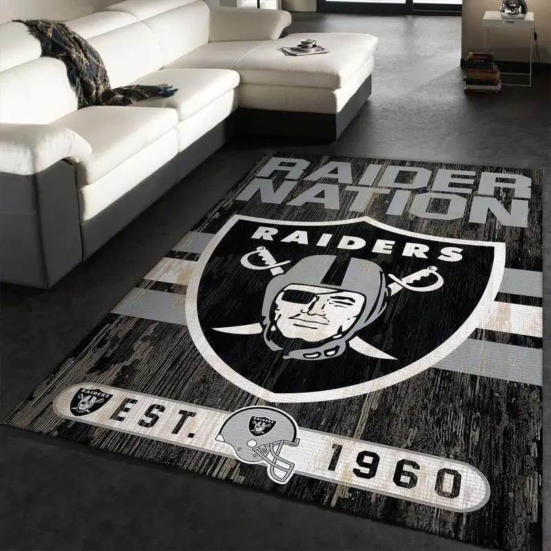 Las vegas raiders nfl 33 living room and bed room rug rug regtangle carpet Rectangle Rug