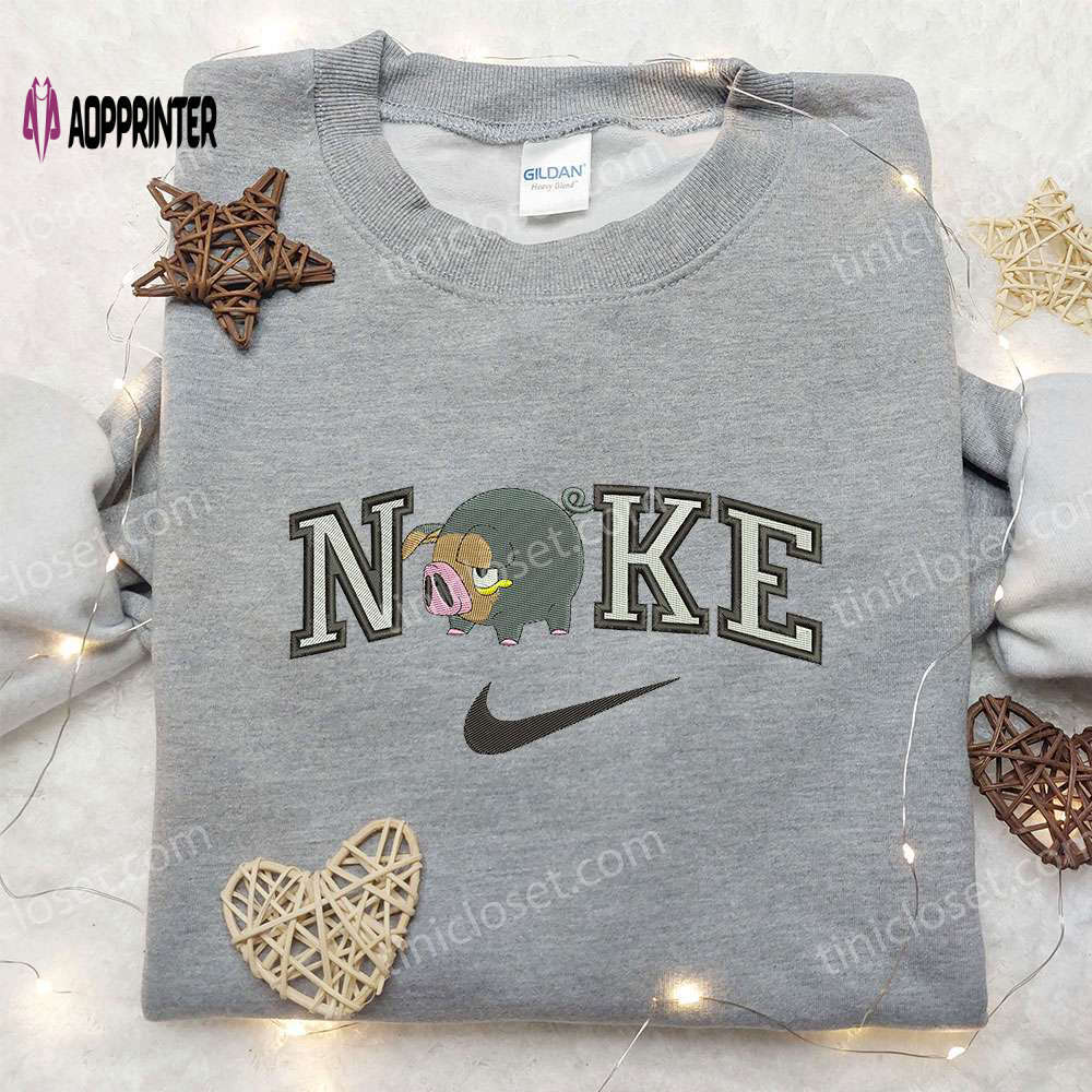 Lechonk x nike & pokemon embroidered sweatshirts nike inspired shirt Embroidered Shirt