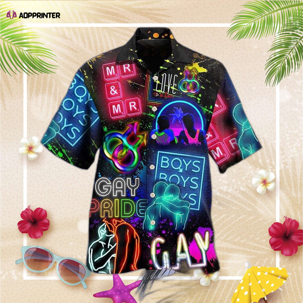 Lgbt gay neon art gay pride mr & mr hawaiian shirt, gift for men and women Hawaii Shirt