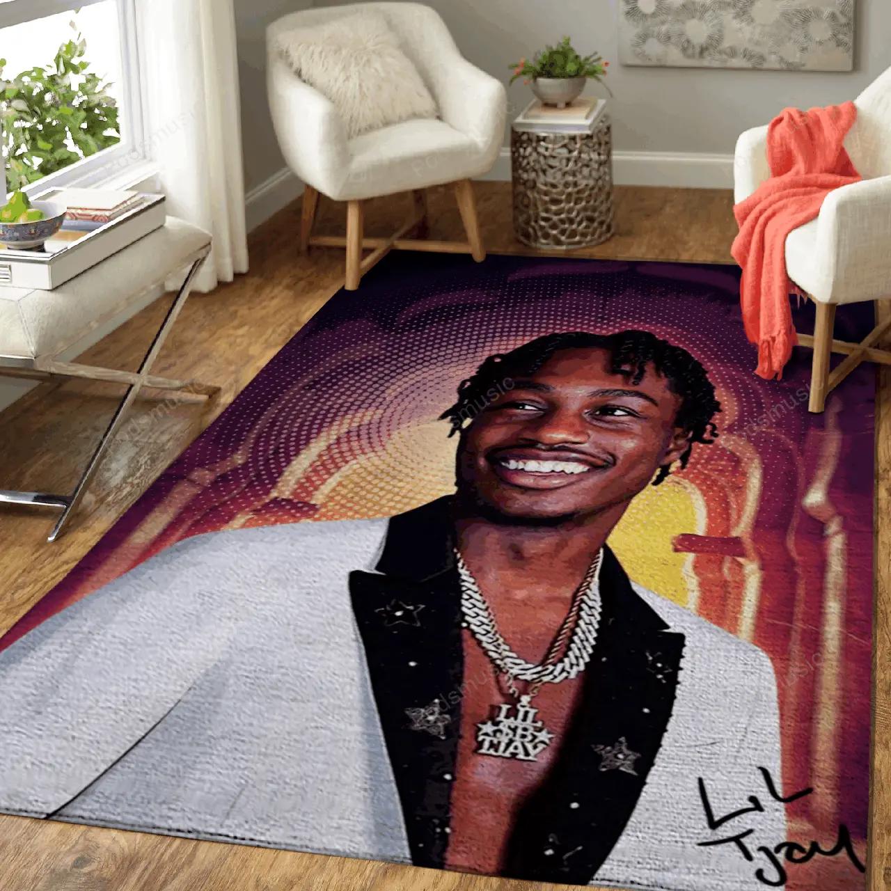 Lil tjay rap music art for fans area rug living room carpet rug regtangle carpet floor decor home decor Rectangle Rug