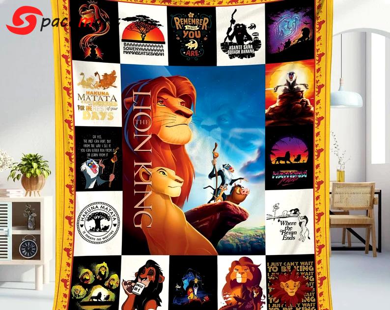 Lion king movie fleece blanket, lion king simba throw blanket for couch sofa, christmas gift, lion king gift, hakuna matata Quilt Blanket