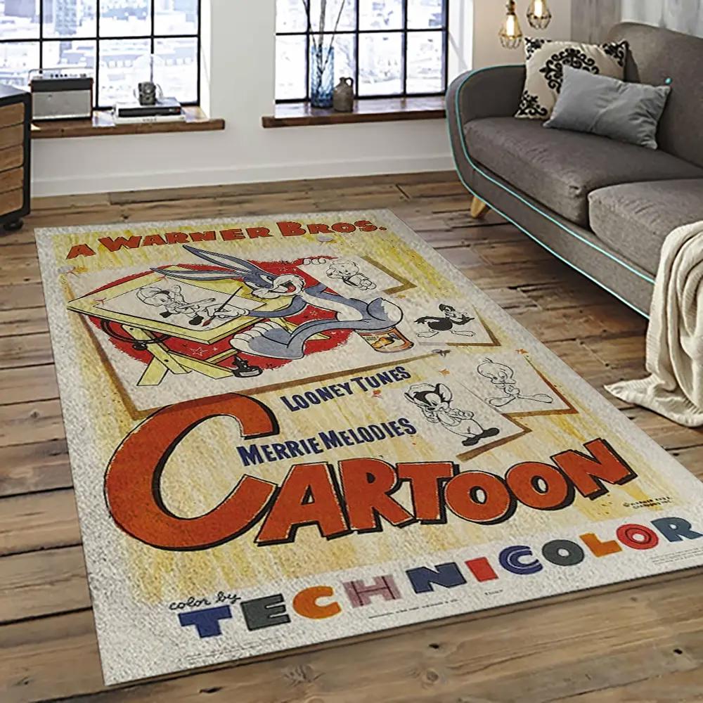 Looney tunes characters cartoon movie carpet rectangle area rug for living room bedroom decor lt16 Rectangle Rug