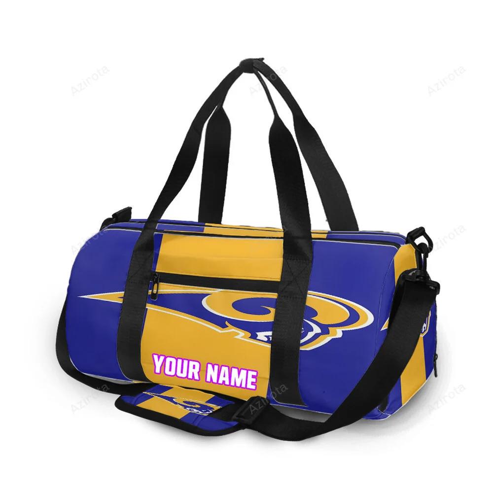 Los angeles rams blue yellow striped personalized name travel bag gym bag 2070 Travel Bag