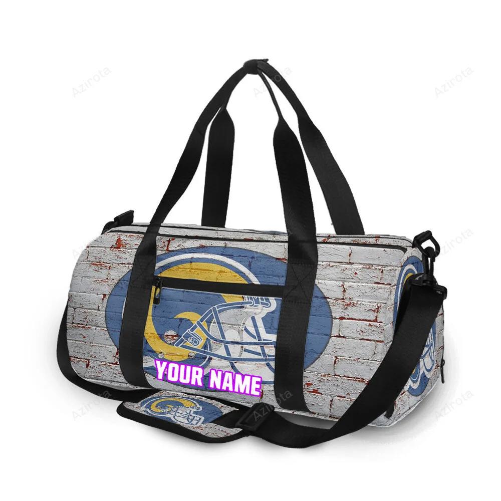 Los angeles rams helmet brick wall personalized name travel bag gym bag 392 Travel Bag