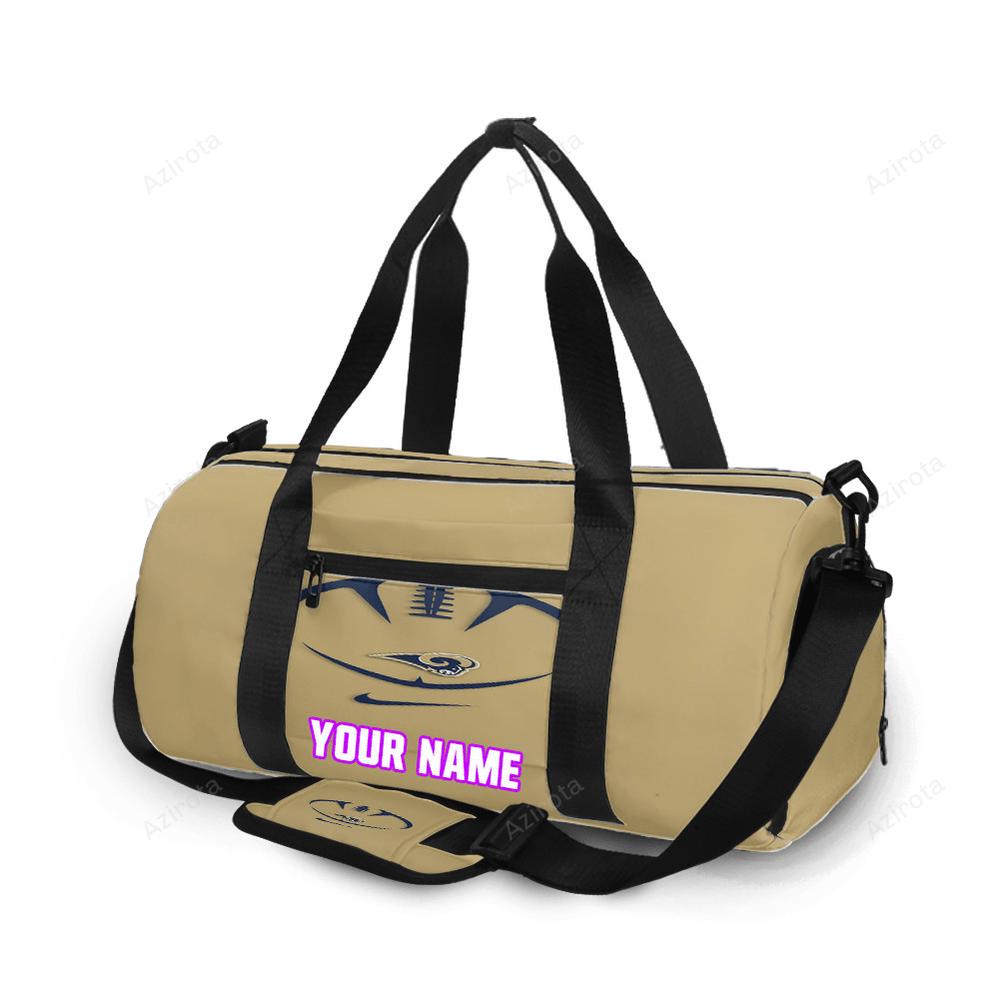 Los angeles rams navy ball yellow personalized name travel bag gym bag 600 Travel Bag