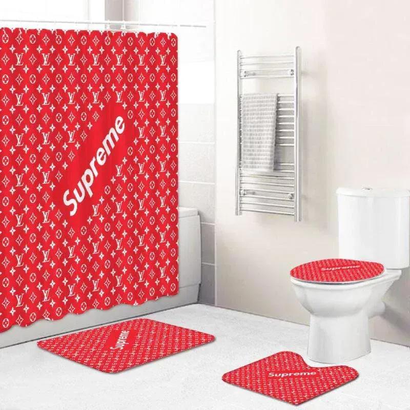 Louis vuitton bathroom set luxury fashion brand bath mat home decor hypebeast Bathroom Set