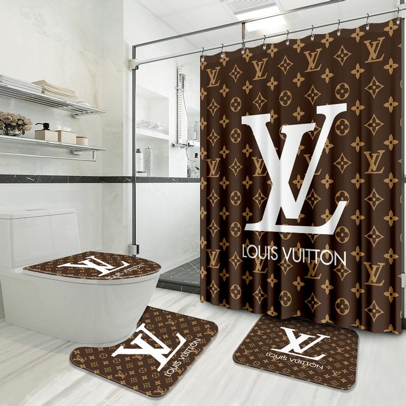 Louis vuitton bathroom set luxury shower curtain waterproof luxury brand hot 2023 79 Bathroom Accessory Sets