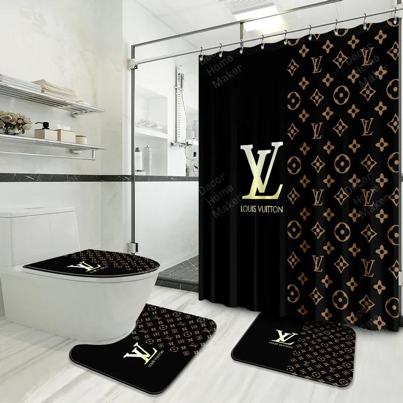Louis vuitton bathroom set luxury shower curtain waterproof luxury brand with logo louis vuitton 23 286 Bathroom Set