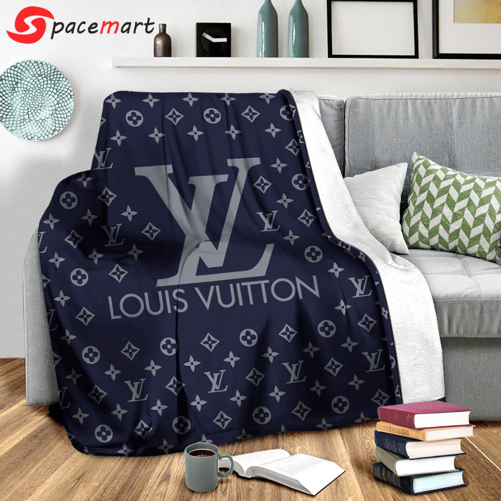 Louis vuitton blue fashion luxury brand premium blanket fleece home decor 124 Blanket Fleece
