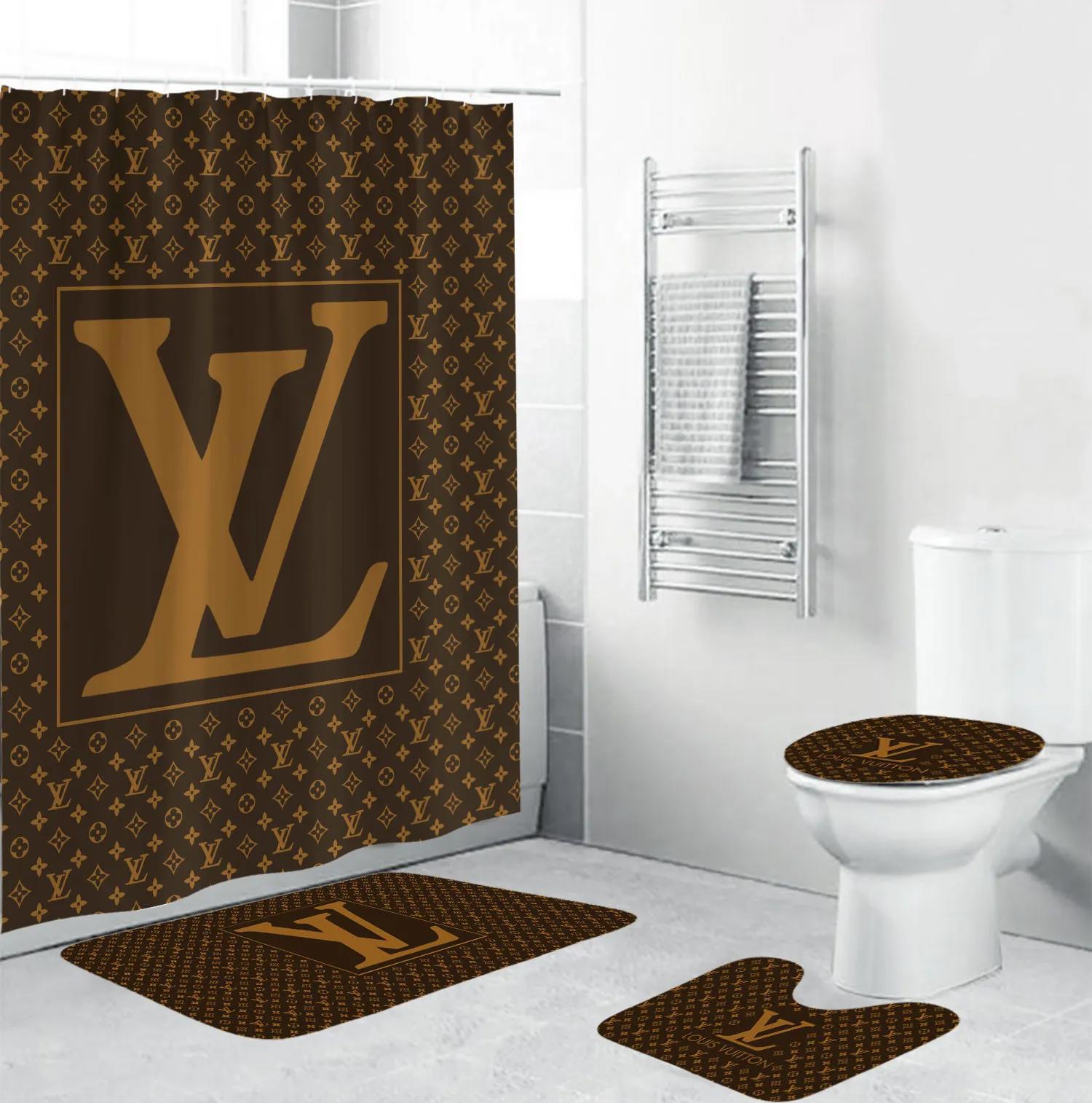 Louis vuitton brown luxury brand fashion premium bathroom set home decor Bathroom Set