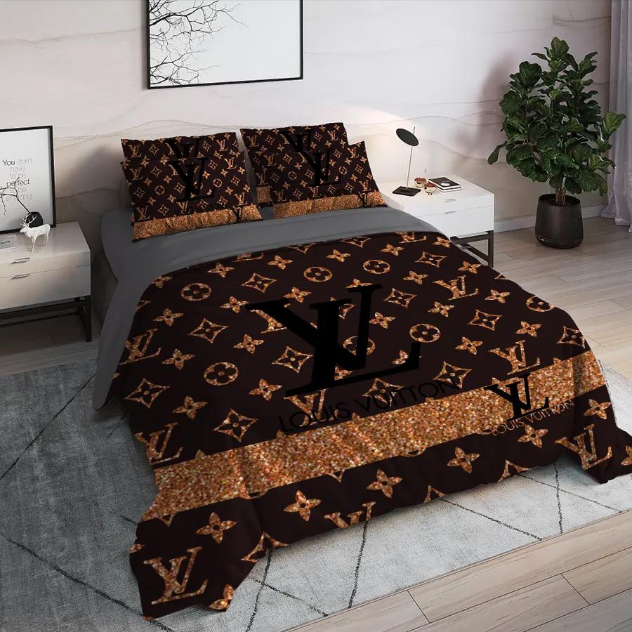 Louis vuitton brown luxury brand high end premium bedding set home decor Bedding Sets