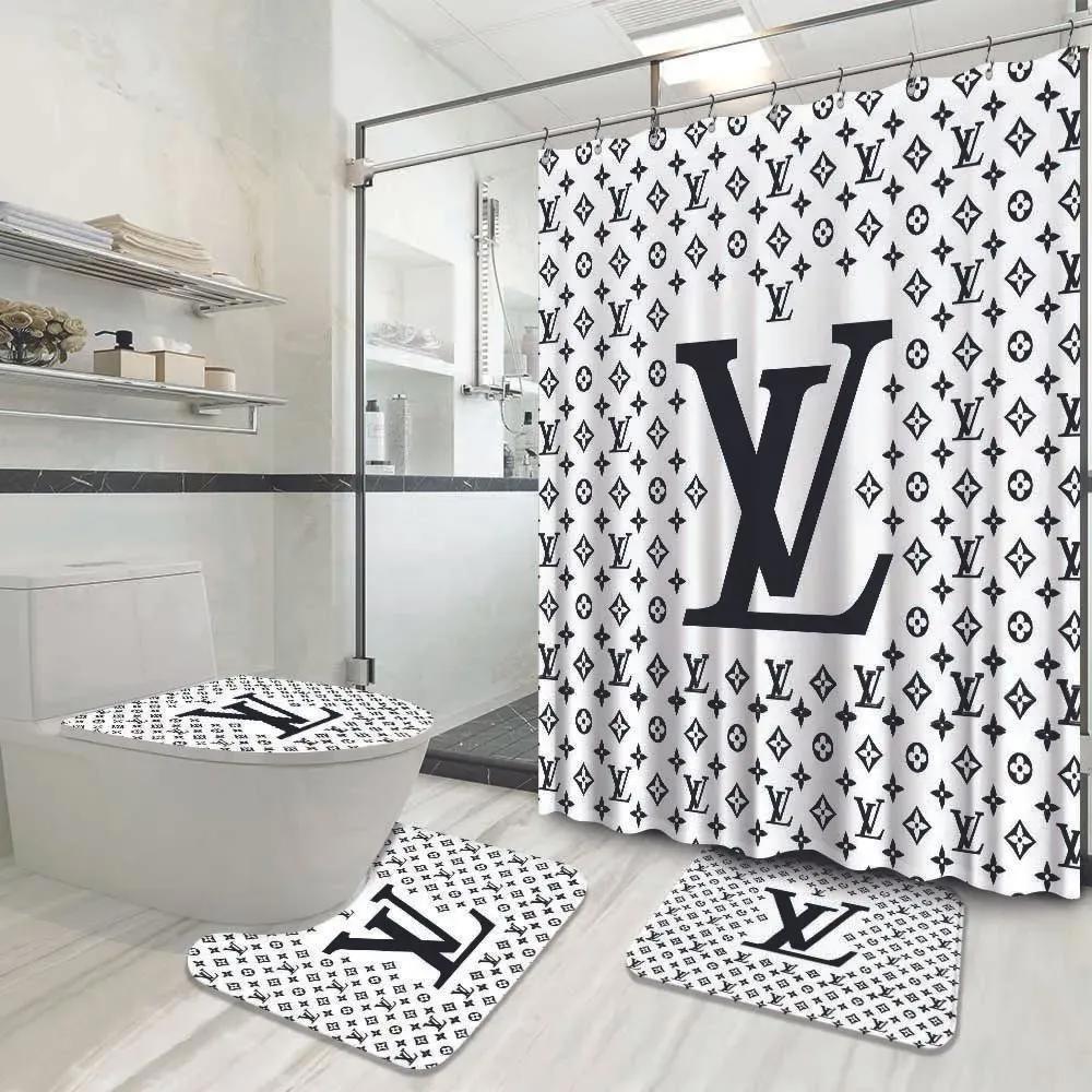 Louis vuitton fashion black logo limited luxury brand white bathroom set home decor Bathroom Set